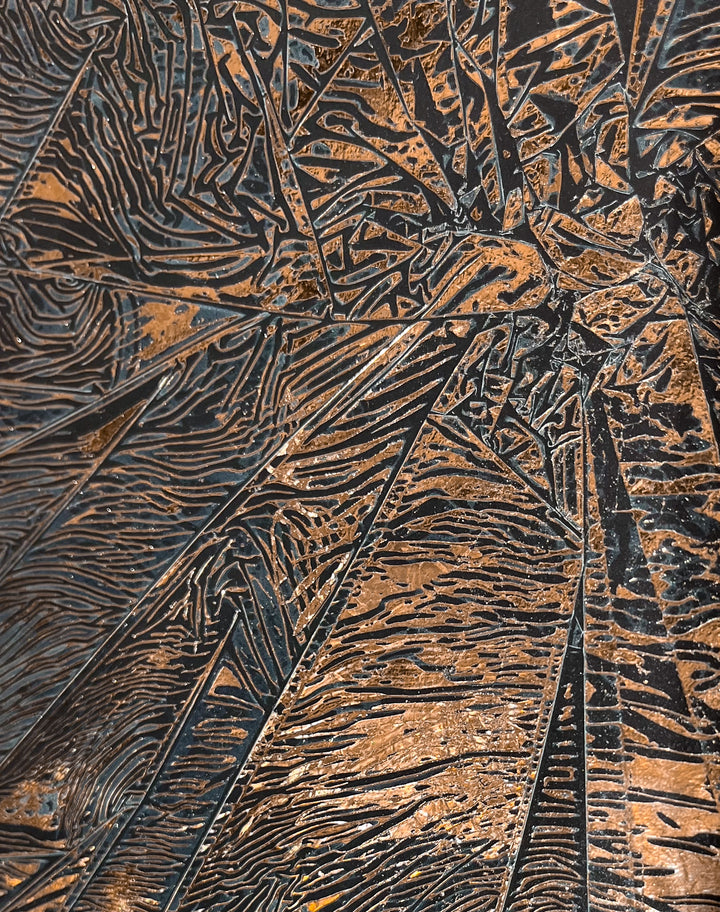 Copper Texture No. 102 by M. Clark, crackle textured copper foil on black background