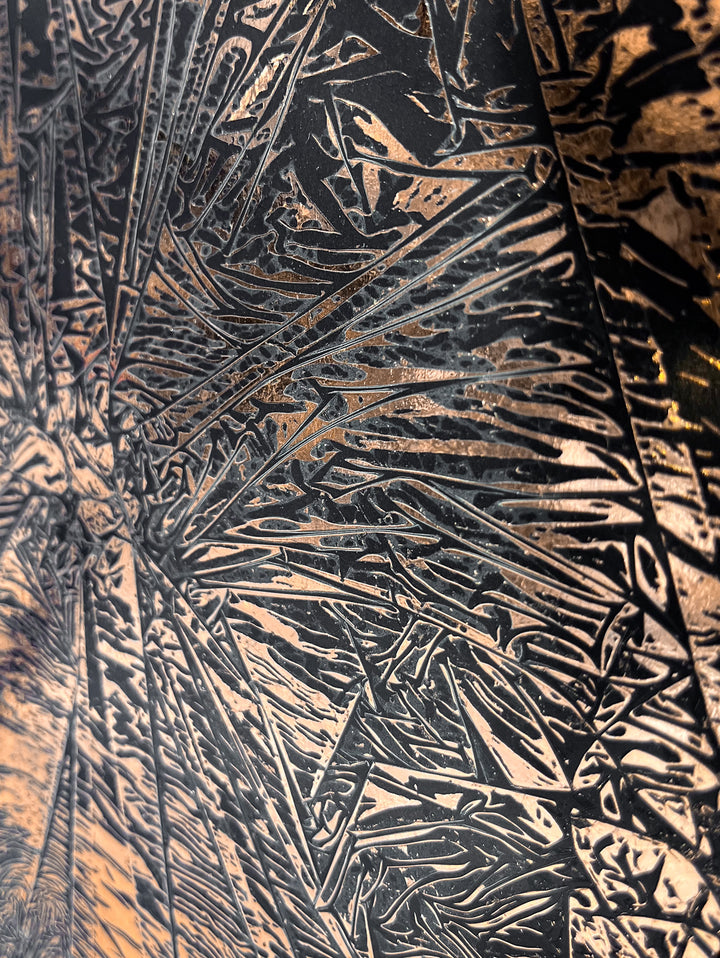 Copper Texture No. 102 by M. Clark, crackle textured copper foil on black background