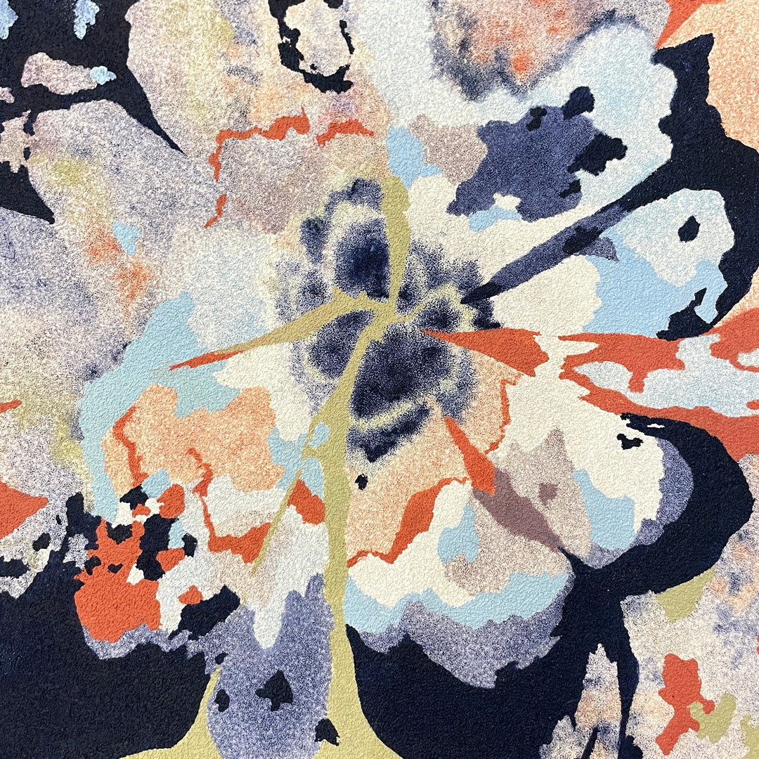 abstract floral shape segmented organic shapes gradients and colors of orange green and blue
