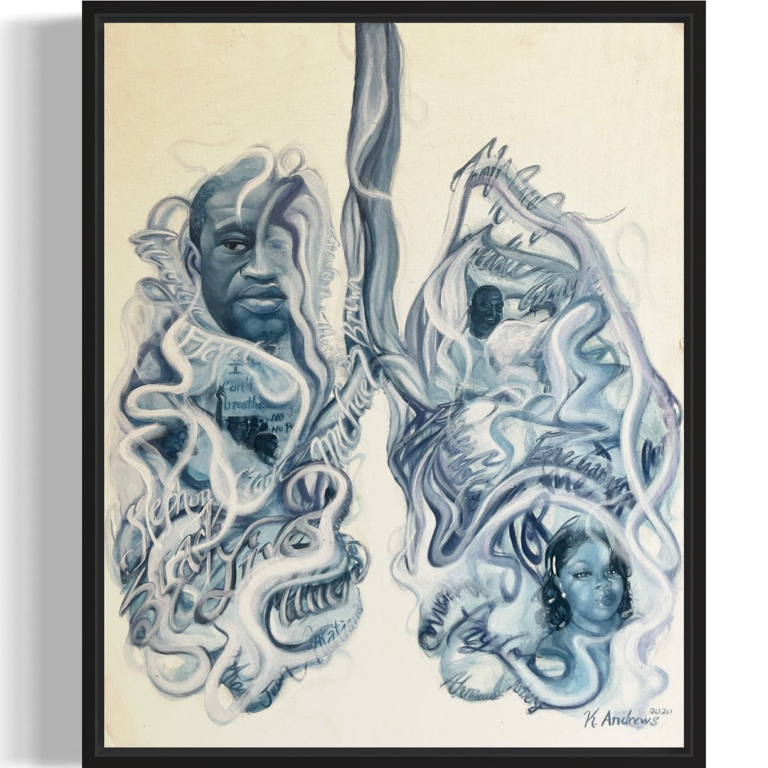 expressionist incarceration blue and white paint black frame