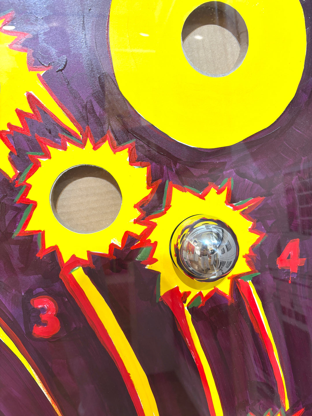 mixed media puzzle collage in plexiglass satellite race kid game nostalgia vintage retro ball jiggle puzzle graphic 