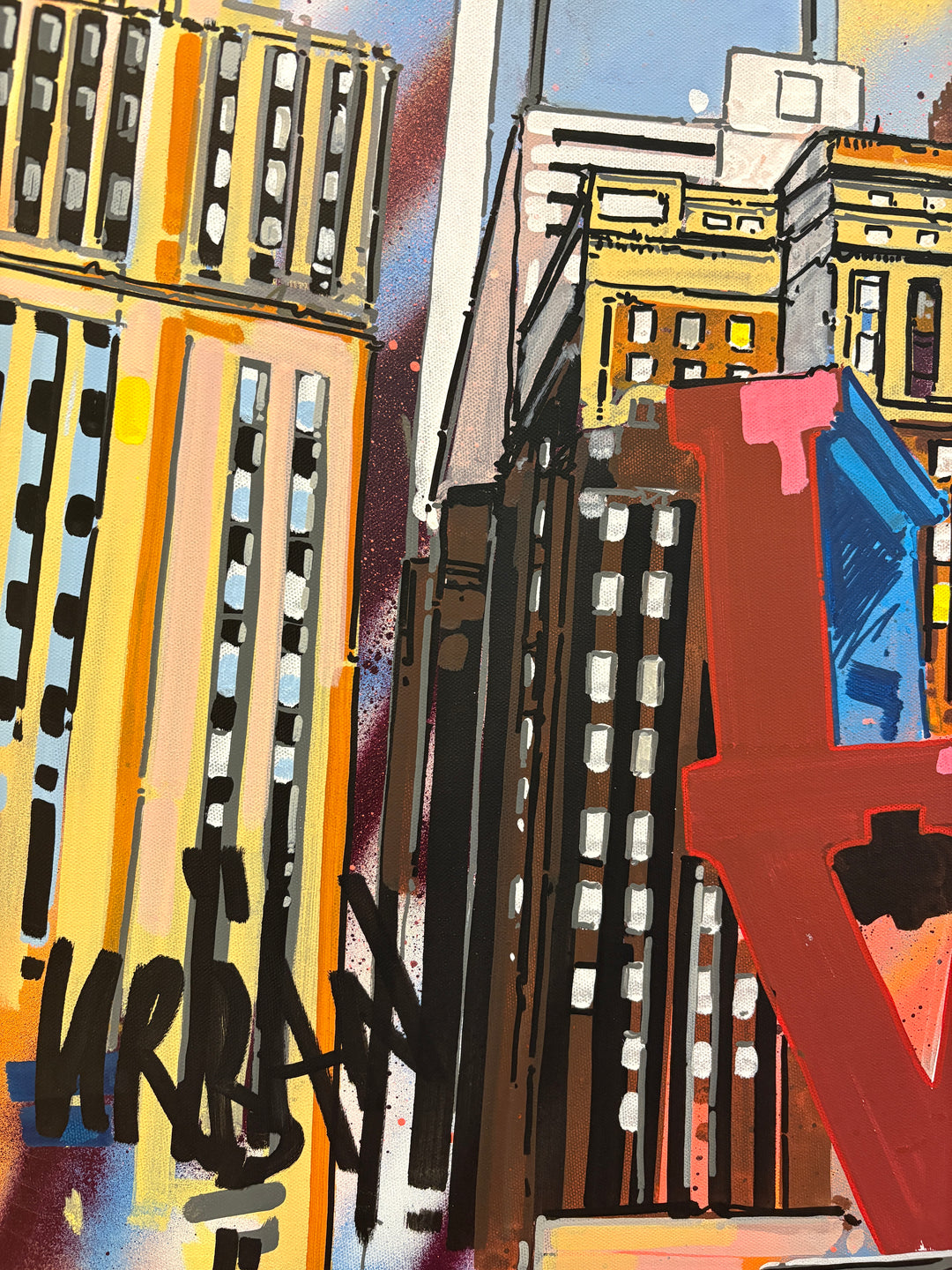 LOVE philadelphia pennsylvania sight seeing urban landscape city buildings illustration graffiti graphic acrlyic and marker 
