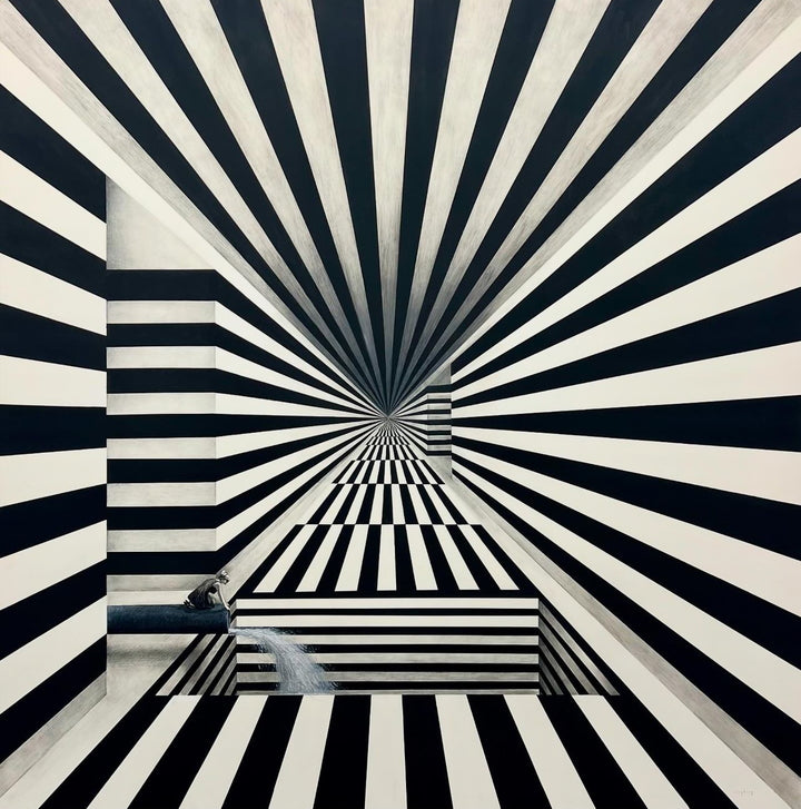 escher black and white prison infinite colored pencil 
