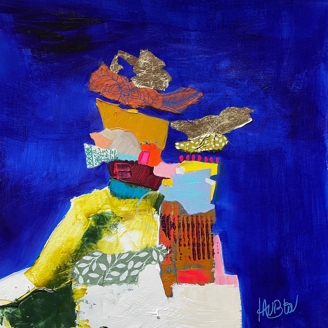 Royal Blue, Blue, Collage, Mixed Media, Acrylic, Texture