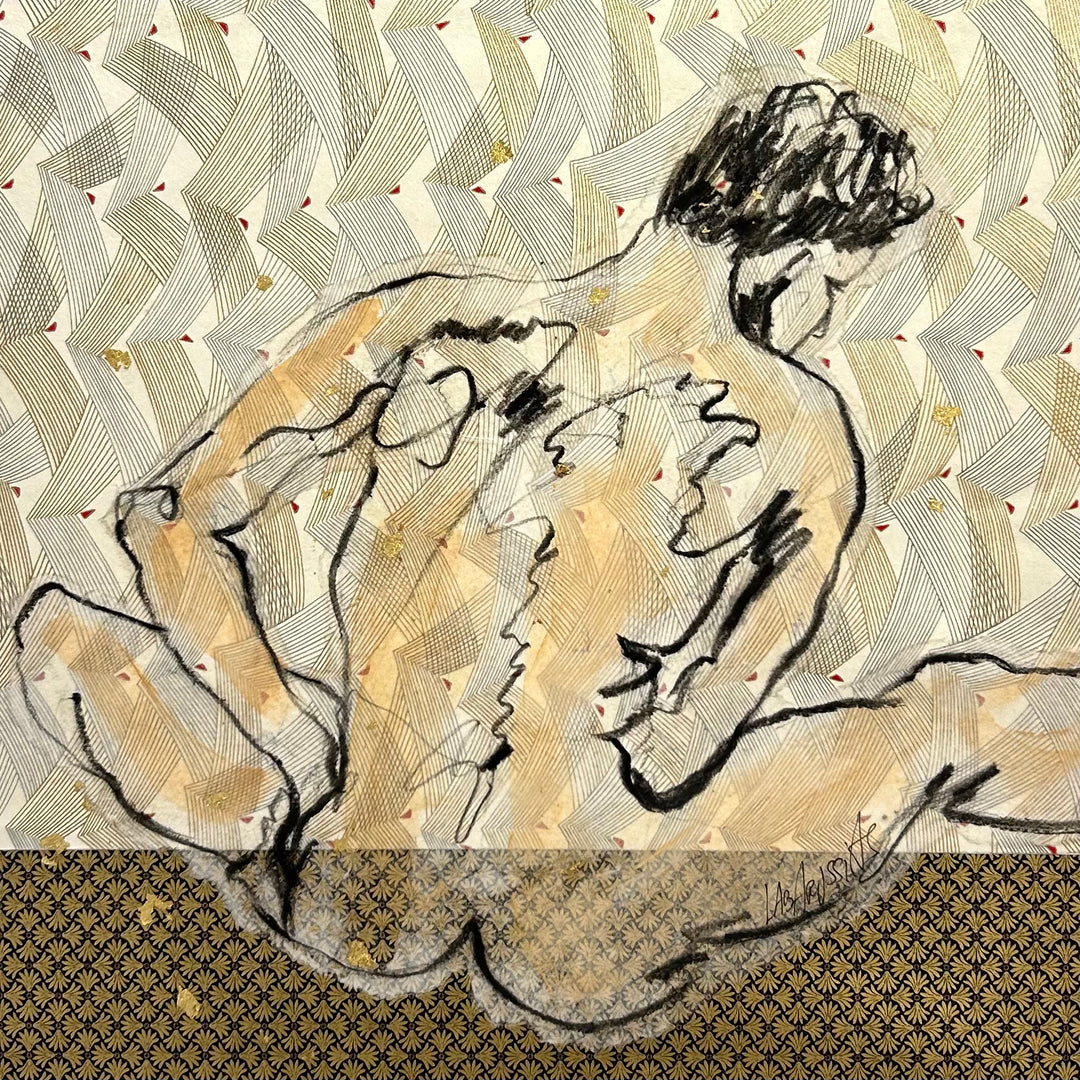 Figurative, Female Form, Gold, Floral, Midas, Male Nude