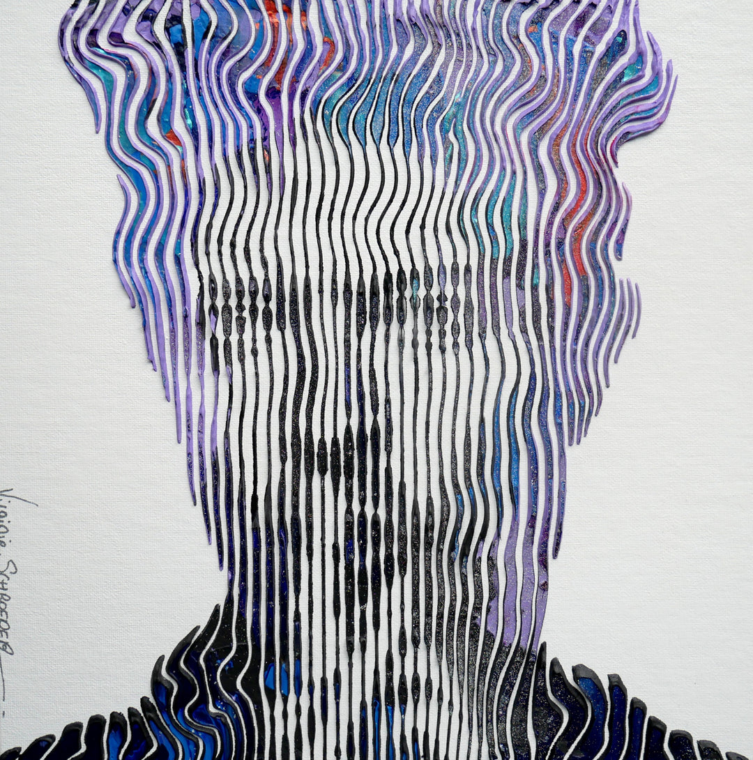 David Bowie Ziggy Star Dust Musician Rock Star Pop-Art Portrait Mixed-Media Pop 3D 3Dimensional Original Art 