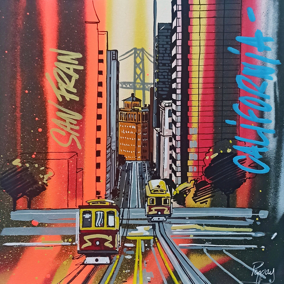 San Fransisco, California, City, City Scape, Urban, Orange, Spray Paint