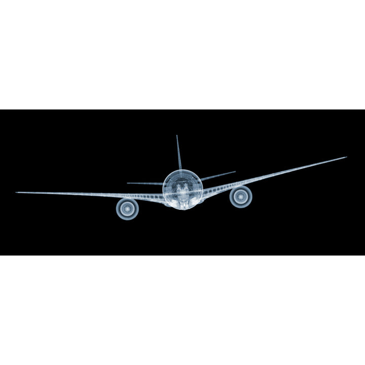 Framed Chromaluxe x-ray photograph by Nick Veasey of a mechanical jet on black background