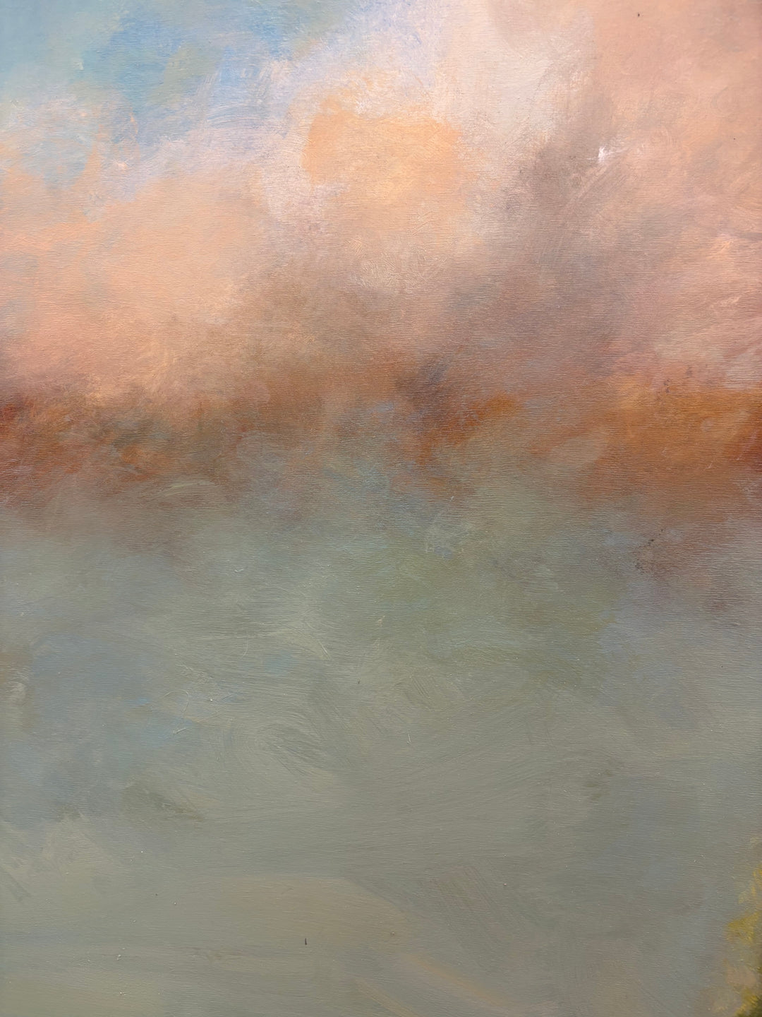 surreal soft landscape of trees and pastel sky with clouds horizontal painting