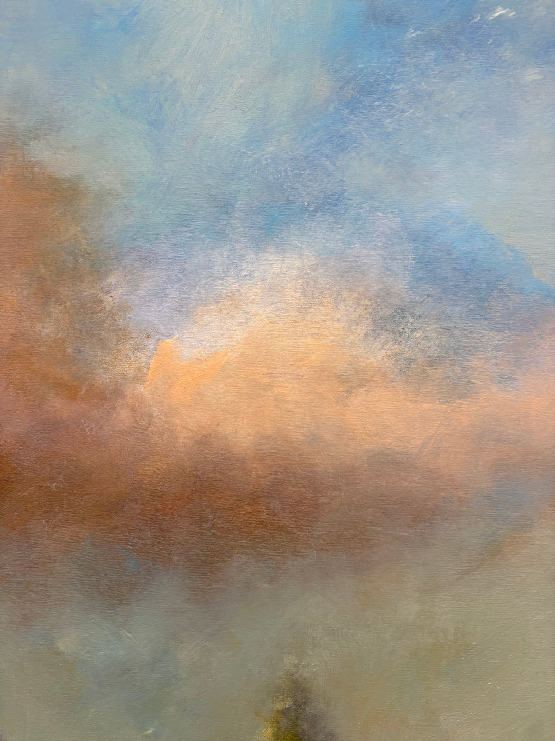 surreal soft landscape of trees and pastel sky with clouds horizontal painting