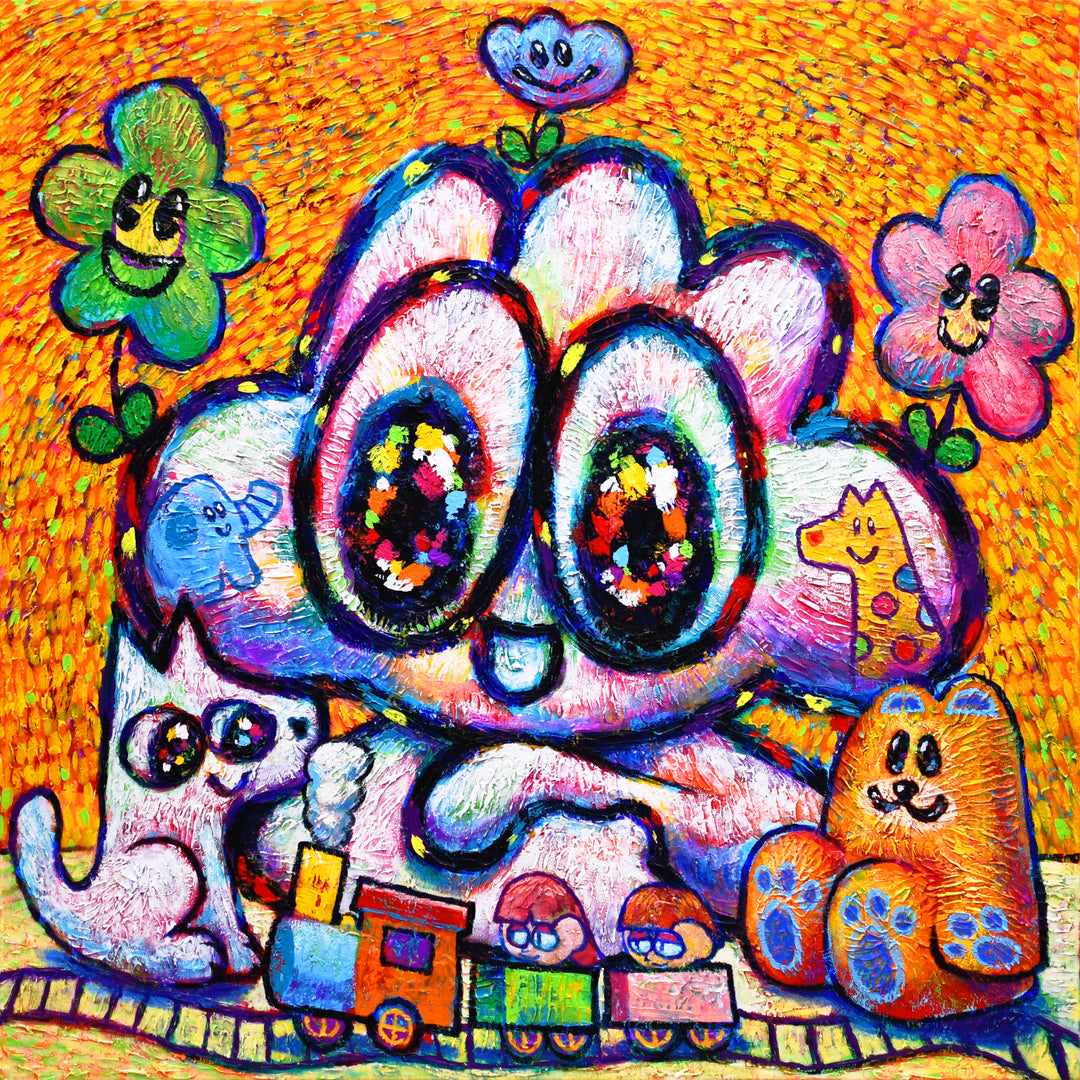 Joyful, Orange, Impressionist, Contemporary Art, Pop Art, Surrealism, Neo Pop