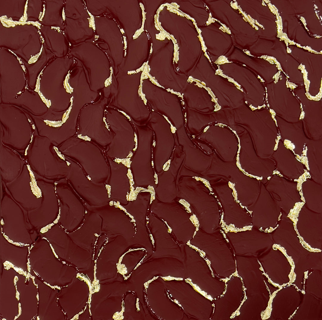 Abstract, Female Artist, Textural, Texture, 3dimensional, Red, Maroon, Gold