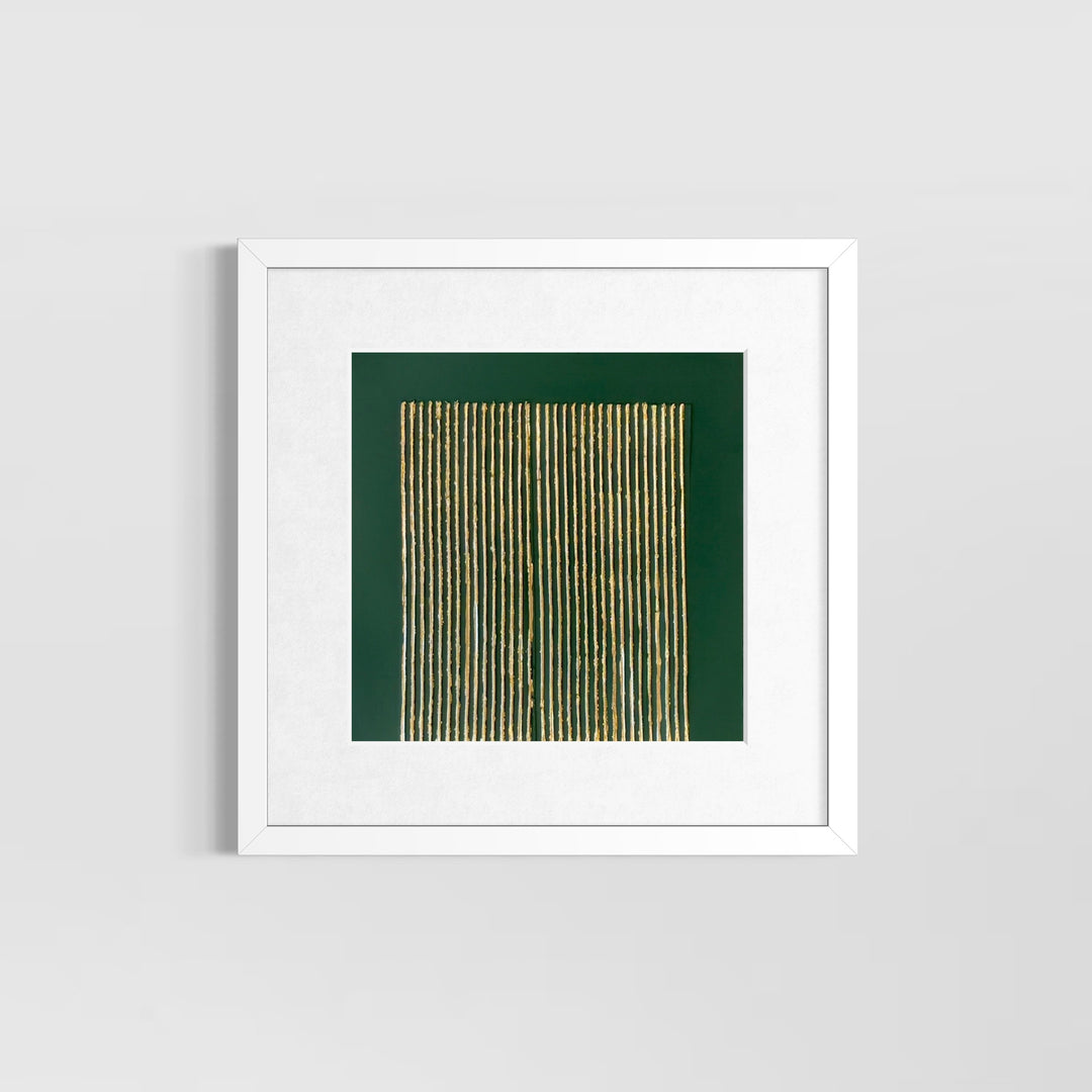 dark green hunter mate background with golden shiney lines vertical minimal abstract with joint compound textured