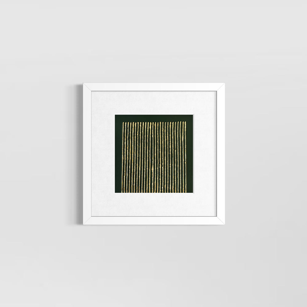 dark green hunter mate background with golden shiney lines vertical minimal abstract with joint compound textured
