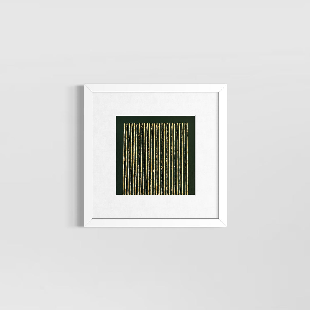 dark green hunter mate background with golden shiney lines vertical minimal abstract with joint compound textured
