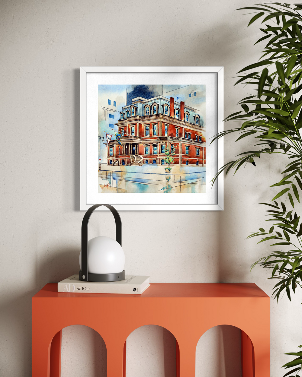 Philadelphia architecture urban cityscape watercolor painting on paper smooth gradient organic 