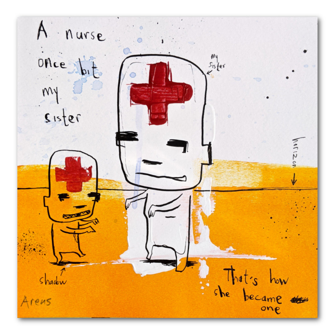 A Nurse, an artwork by Jan-Hein Arens. Acrylic and ink on paper
