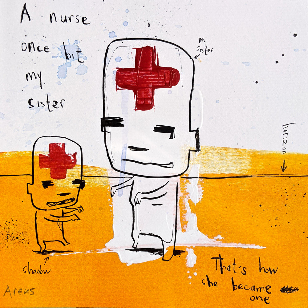 A Nurse, an artwork by Jan-Hein Arens. Acrylic and ink on paper