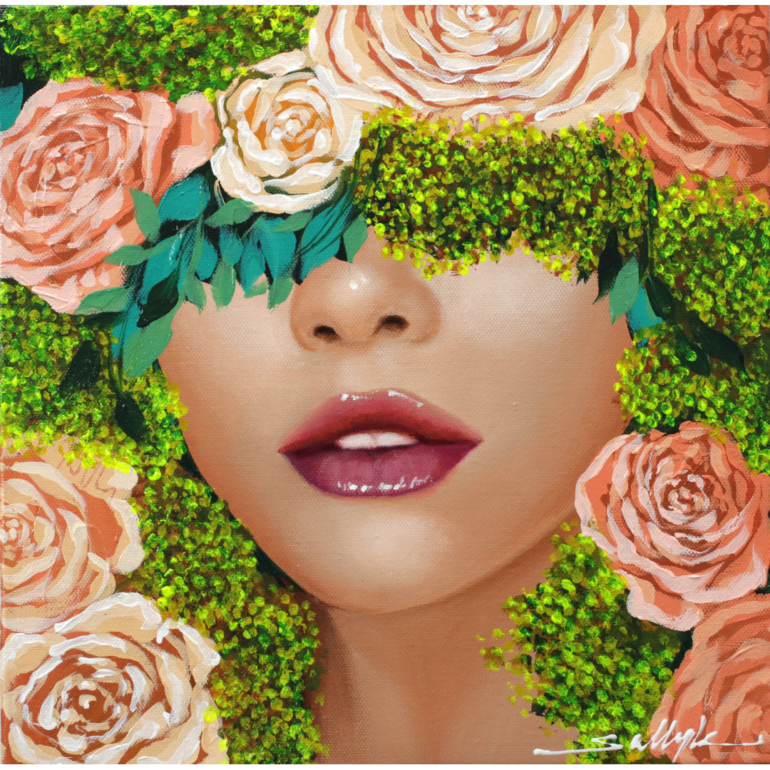 Baby Breath III, artwork by Sally K. Acrylic paint on canvas. 12 by 12 inches.