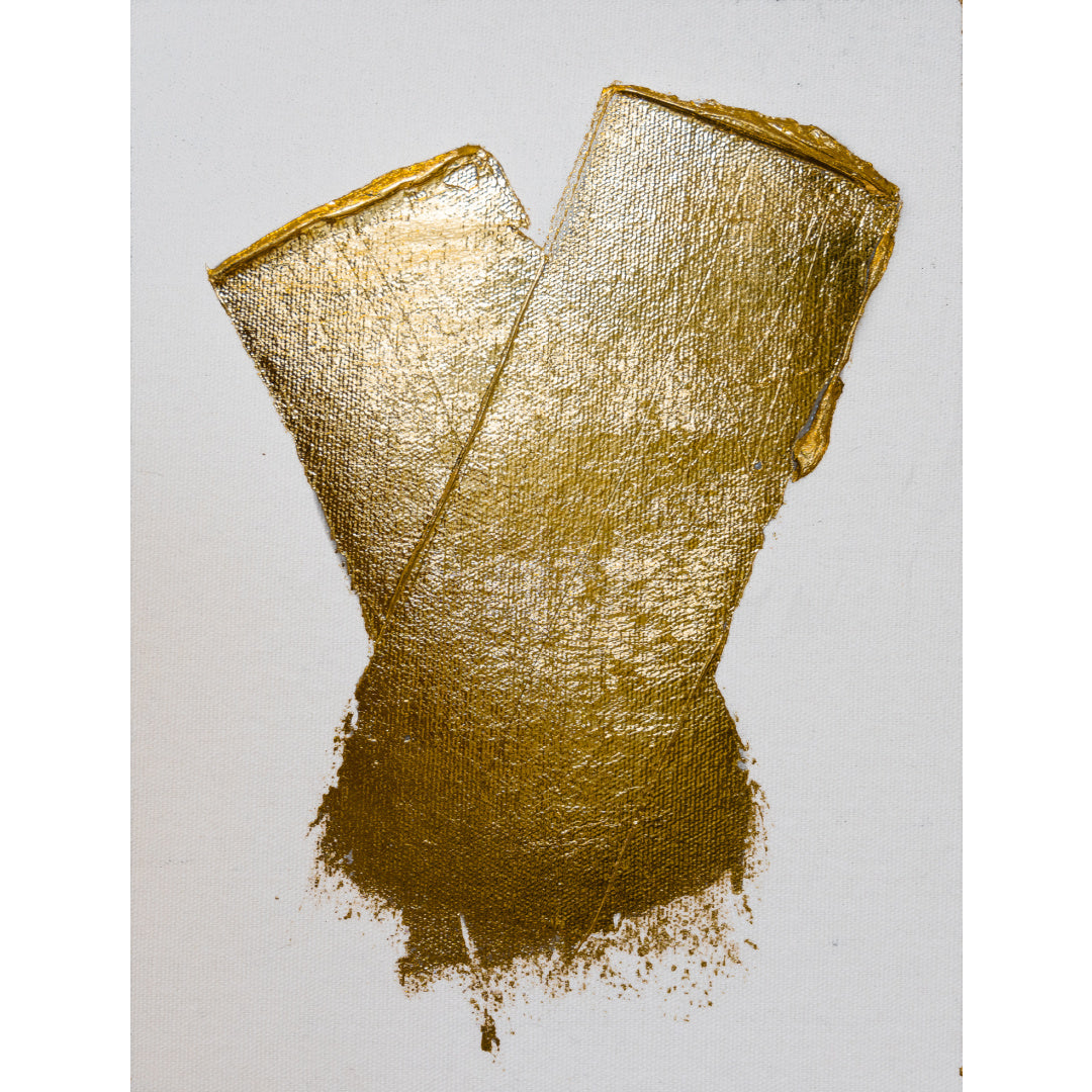 Gold Texture No. 215, artwork by M. Clark. Gold foil on illustration board mounted to sintra panel. 10.5 by 8 by 0.5 inches.