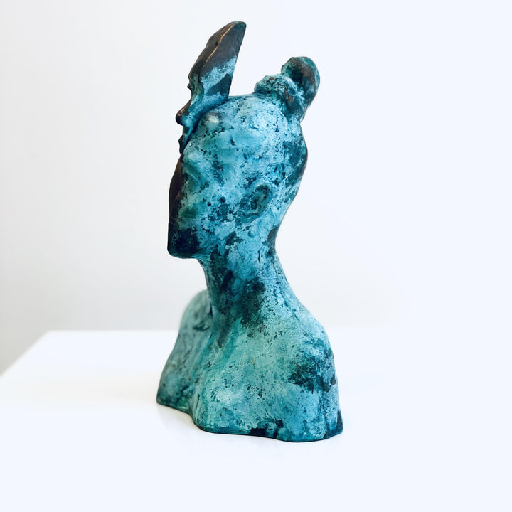 Shifted II, sculpture by Michal Cimala. Bronze. 6 by 4 by 2.25 inches.