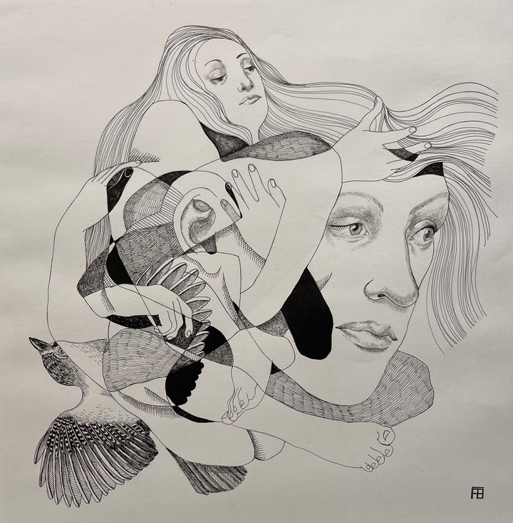 La Méché Rebelle by Florent Blache. Ink &amp; acrylic on paper.