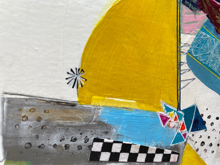 lau blou, small format, painting, collage, gold, abstract