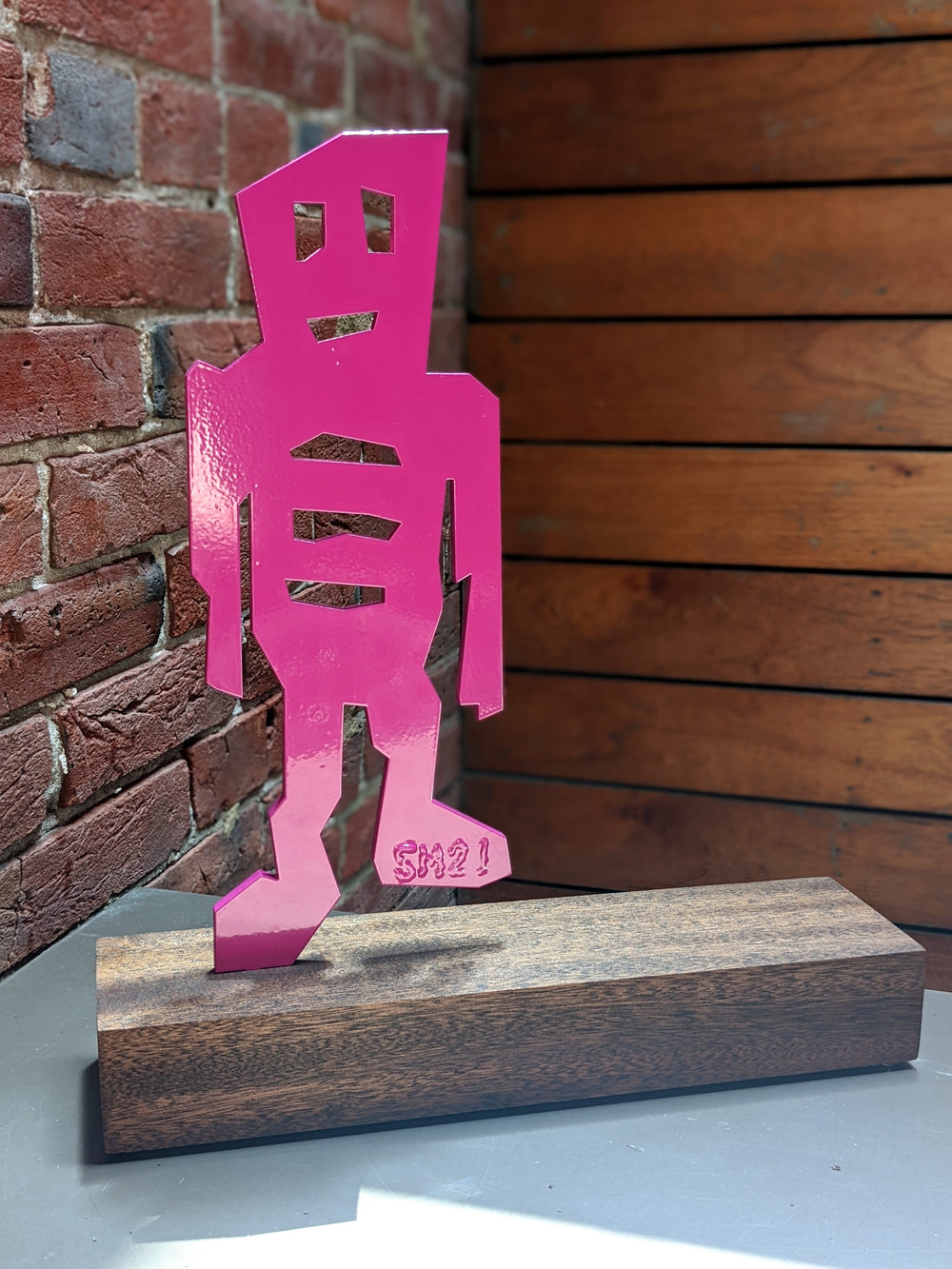 The Wanderer, sculpture by Stikman. Laser-cut powder coated steel. 13 inches tall.