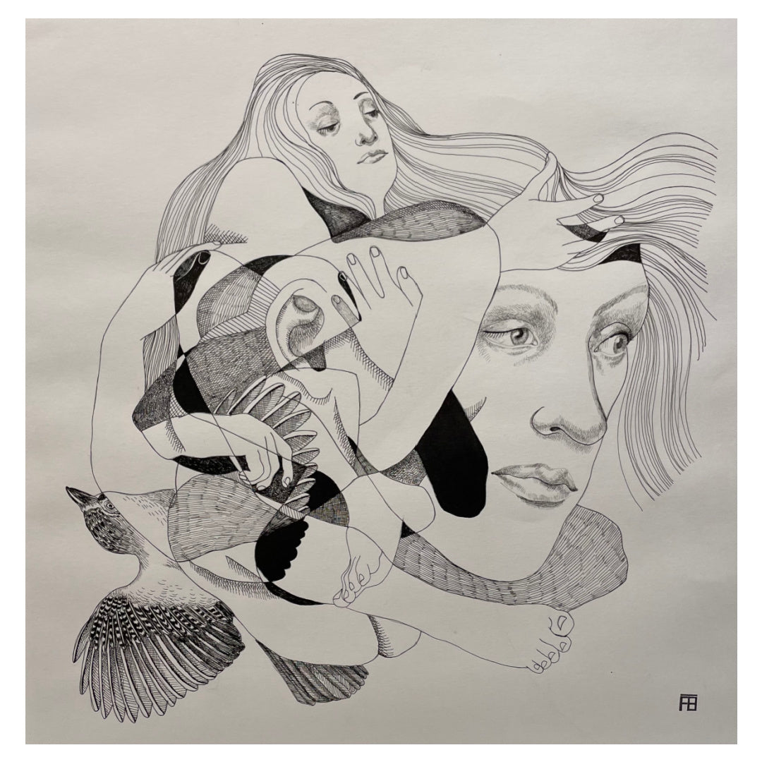 La Méché Rebelle by Florent Blache. Ink & acrylic on paper.
