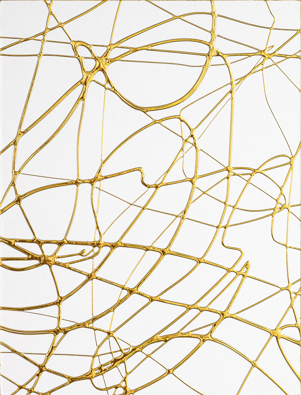 M. Clark "Golden Texture No. 345". Gold foil on illustration board mounted to 10.5"x8"x0.5" sintra panel. Abstract gold and white textural painting.